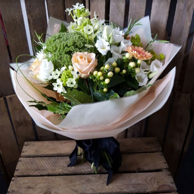 Peaches and Cream - A stunning hand tied gift to send to family, friends, loved ones or work colleagues. Order online today.
