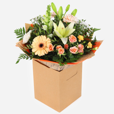 Morning Glory - A beautiful arrangement of soft shaded flowers, thoughtfully arranged in beautiful packaging Ideal for any occasion that calls for a serene and soothing touch.
